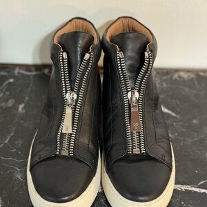 Frye Lena Zip Up High Top Leather Sneakers